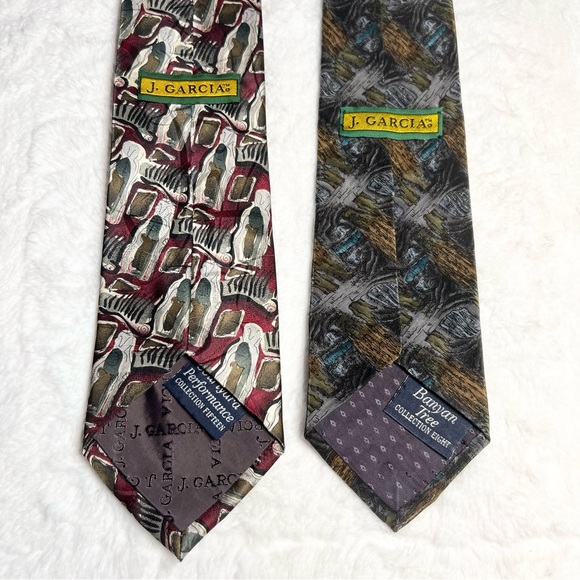 2 Jerry Garcia Men’s Silk Ties Grateful Dead Banyan Tree & Courtyard Performance - Picture 5 of 9